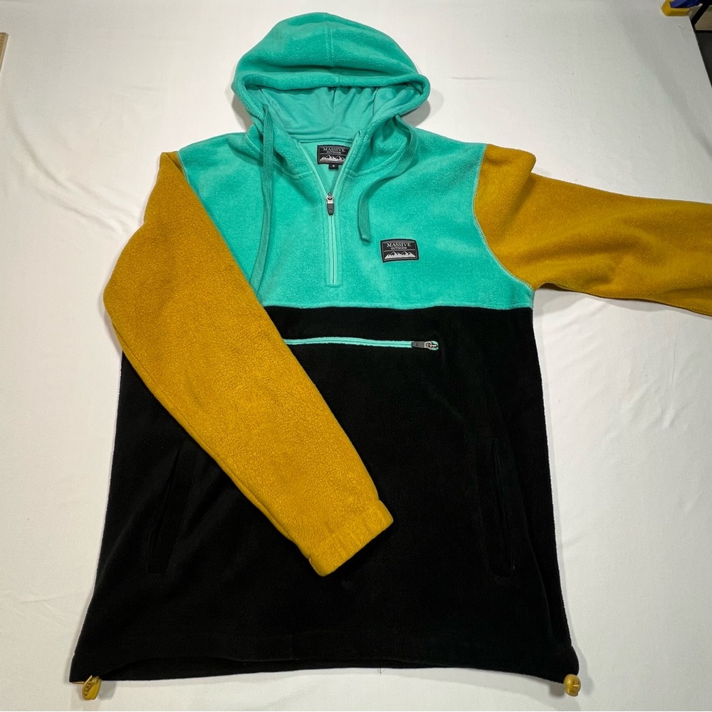 Massive Outdoor Colorblock Fleece Hooded Pullover, Men’s Small